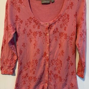 Croft & Barrow Women's Coral Floral Button Down Shirt